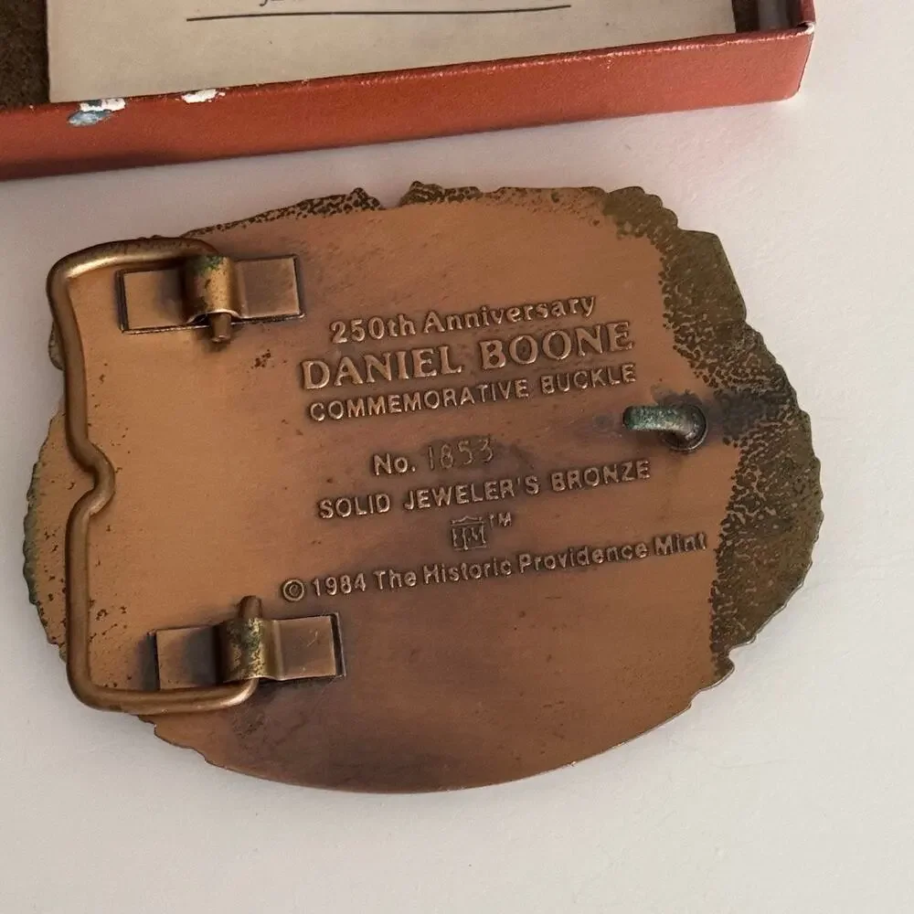 250th Anniversary Daniel Boone Commemorative Belt Buckle Bronze Americana 1984